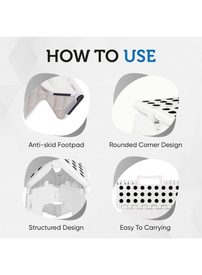 Bathroom Stool -All Purpose Strong Folding Step Stool Collapsible HEAVY-DUTY Plastic Stepping Stool For Kitchen Home Office Adults Bathroom Stool For Adults, Withstands Up to 300 LB With Handle - Image 4